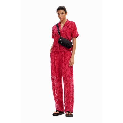 Pantalon tailleur dentelle fleurie DESIGUAL