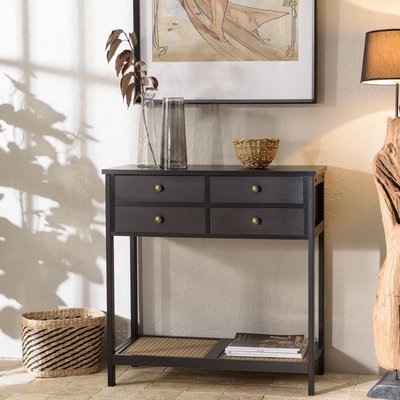 Console 4 tiroirs en bois noir 80 cm ALCUDIA PIER IMPORT