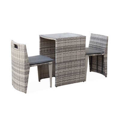Table de jardin encastrable résine tressée 2 chaises DOPPIO SWEEEK