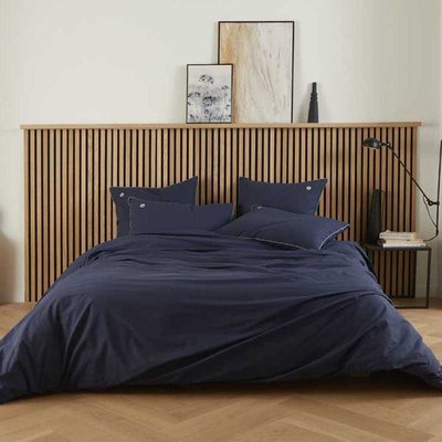 Parure de lit unie Housse de couette + 2 taies rectangulaires, Made in France, CŒUR BLEU A DEMAIN