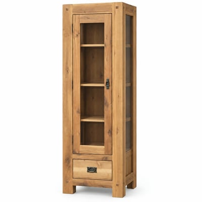 Vaisselier vitrine style chalet en bois de chêne massif 1 porte 1 tiroir 59x180cm FJORD PIER IMPORT