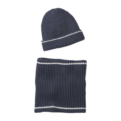 Lot bonnet et snood en maille côtelée VERTBAUDET