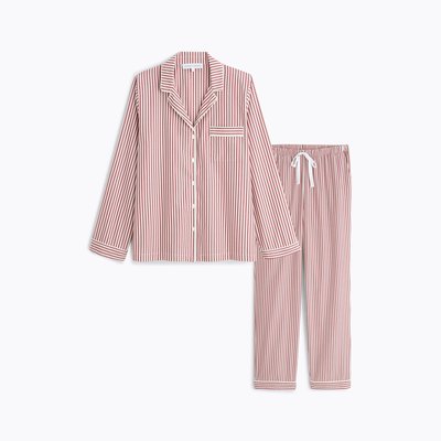 Pyjama col tailleur en popeline de coton, ESSENTIEL RAYÉ LAURENCE TAVERNIER
