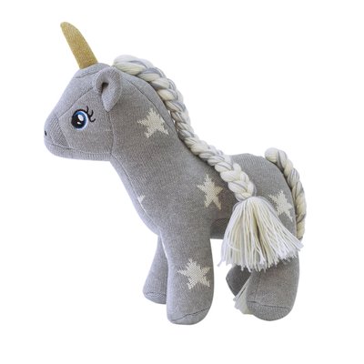 Grande peluche licorne grise en coton bio TRICOT SEVIRA KIDS
