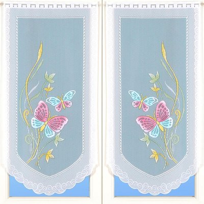 Paire de petits voilages en dentelle motifs papillons HOME MAISON