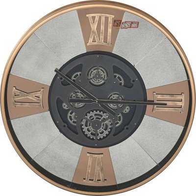 Horloge murale vintage noire dorée en métal et verre style industriel RECOLLECTION