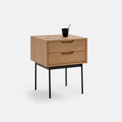 Noyeto 2-Drawer Wood & Metal Bedside Table LA REDOUTE INTERIEURS