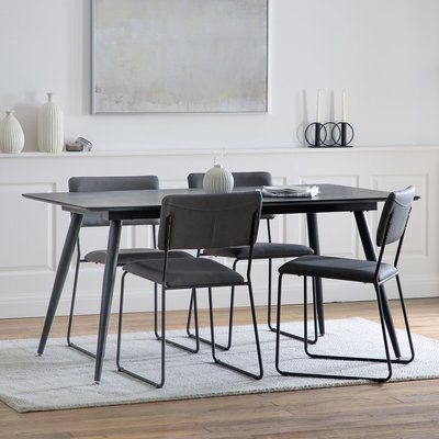 Kakinada Black Oak Dining Table (Seats 6) SO'HOME