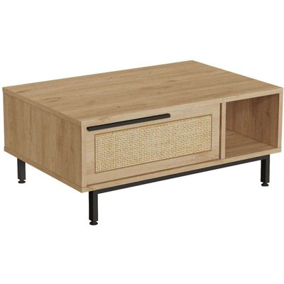 Table basse en aggloméré et effet cannage Only HANAH HOME