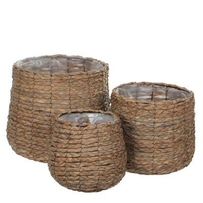 Ensemble de 3 paniers à plantes en jonc de mer tressé Ø30 cm AVALON MICA DECORATIONS