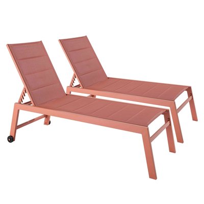 Lot de 2 bains de soleil en aluminium et textilène NOUMEA OVIALA