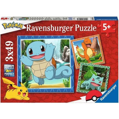 Puzzles 3x49 pièces - Salamèche, Bulbizarre et Carapuce / Pokémon RAVENSBURGER