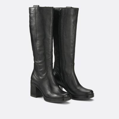 Bottes en cuir à talons, bout carré MJUS