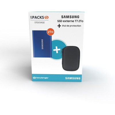 Disque dur SSD externe Pack T7 2To bleu + Etui SAMSUNG