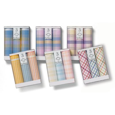 Coffret de 3 mouchoir femme coton imprimé C DESIGN HOME TEXTILE