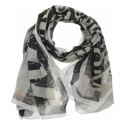 Foulard en coton blanc transparent avec des imprimés noirs et rouges VON DUTCH