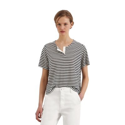 T-shirt rayé régulier en mélange TENCEL™ Lyocell-lin MARC O'POLO