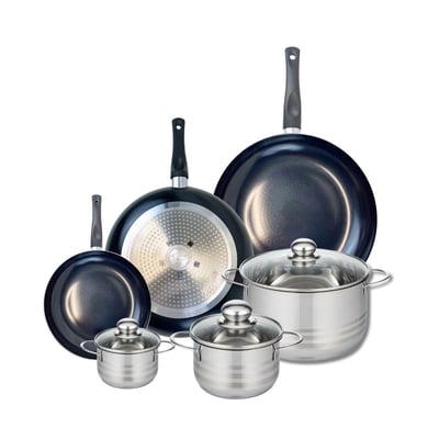 3 poêles 20/28/32cm + 3 faitouts 12/16/24cm PRIMA BRILLANT ELO