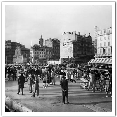 Affiche Marseille - Quai des Belges, Scène de vie en 1948 HEXOA