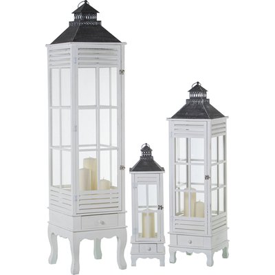 Lanterne en bois et verre (lot de 3) RECOLLECTION