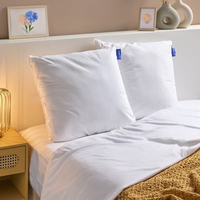 Lot de 2 oreillers ferme COTON BIO BLEU CALIN