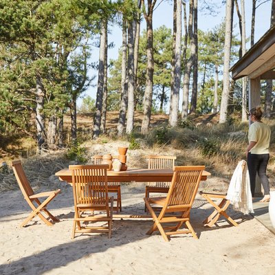 Ensemble de jardin rectangulaire en acacia massif 6 chaises CAPRI TIKAMOON