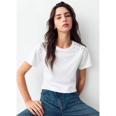 T-shirt ajusté à lacets croisés MANGO TEEN