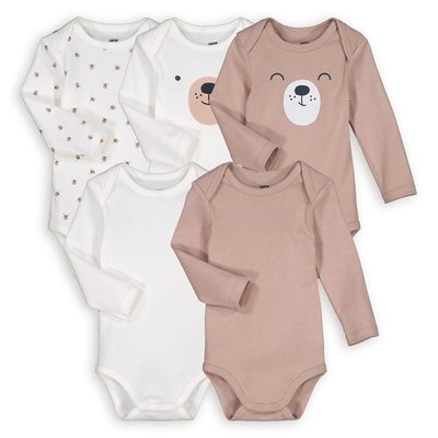Lot de 5 bodies manches longues 0 mois-4 ans LA REDOUTE COLLECTIONS