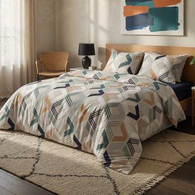 Parure housse de couette en coton imprimée, Malte C DESIGN HOME TEXTILE