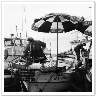 Affiche Marseille - Le marché aux poissons, 1960 HEXOA