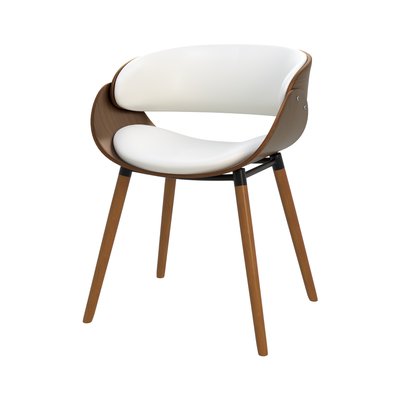 Chaise en cuir synthétique et plaqué noyer (à l'unité) - POLO RENDEZ-VOUS DÉCO