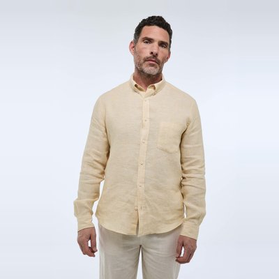 Chemise manches longues chambray en lin MONOPRIX