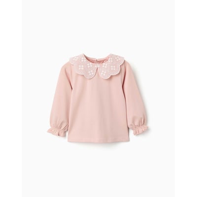 T-shirt à manches longues avec col en broderie anglaise ZIPPY