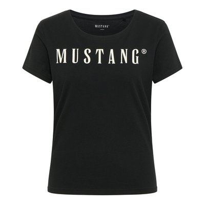 T-shirt FEMME Mustang Alma coton avec manches courtes et col rond large noir MUSTANG