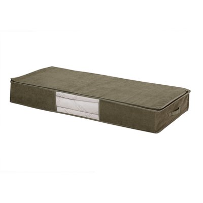 Housse de rangement dessous de lit en velours côtelé kaki - L107 cm CALICOSY