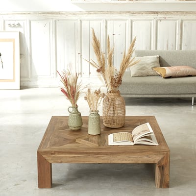 Table basse en bois de teck recyclé 100 cm  CARGO BERAH GETAH