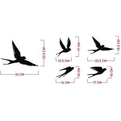 Décoration murale en métal Oiseaux en vol Modèle 4 HANAH HOME
