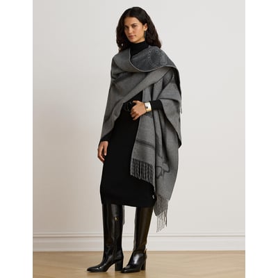Poncho frangé, réversible, à motif équestre LAUREN RALPH LAUREN