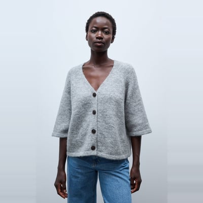 Cardigan manches coudes boutonné contenant de l'alpaga MONOPRIX