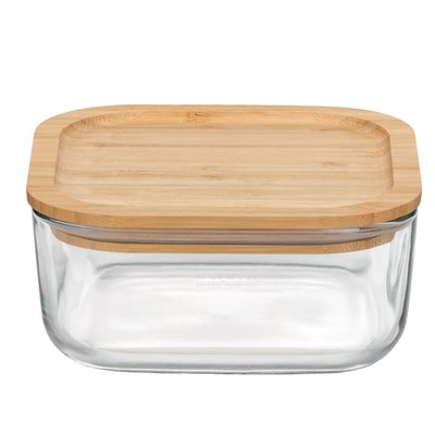 Boîte avec couvercle Frigoverre 15x15 cm en bambou BORMIOLI