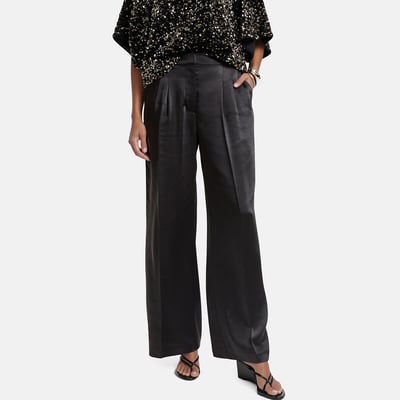 Weite Bundfaltenhose aus Satin LA REDOUTE COLLECTIONS