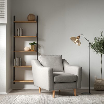 Rosa Curve Soft Woven Armchair with Light Wood Legs SO'HOME