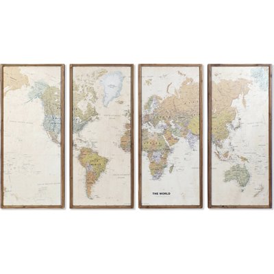 Tableau carte du monde en bois (lot de 4) RECOLLECTION