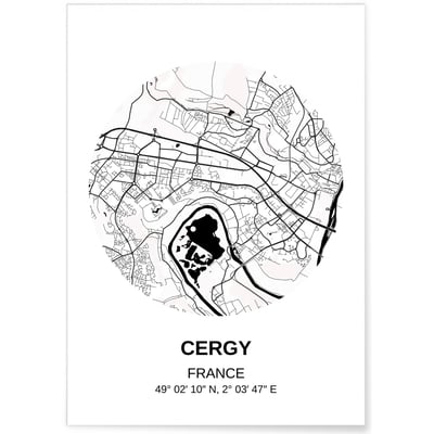 Affiche Carte Cergy L'AFFICHERIE