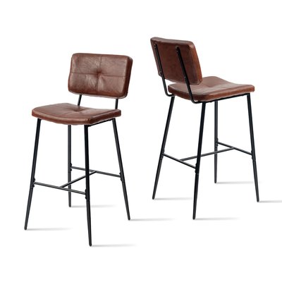 Lot de 2 tabourets de bar en simili rétro vintage, POMONA MEUBLES COSY