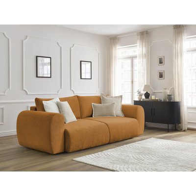 Canapé droit convertible 3 places en tissu lisse, LUCIEN BOBOCHIC