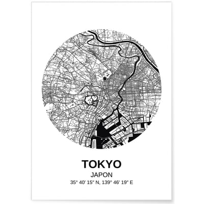Affiche Carte Tokyo L'AFFICHERIE