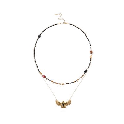 Collier multirangs cordon et chaîne avec pendentif aigle TIMAEL HIPANEMA