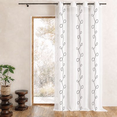 Voilage organza dévoré motif rayures et fils HOME MAISON