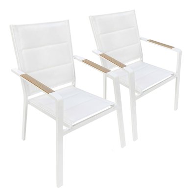 Chaise de jardin en aluminium et textilène avec accoudoirs - Lot de 2, CIOTAT OVIALA